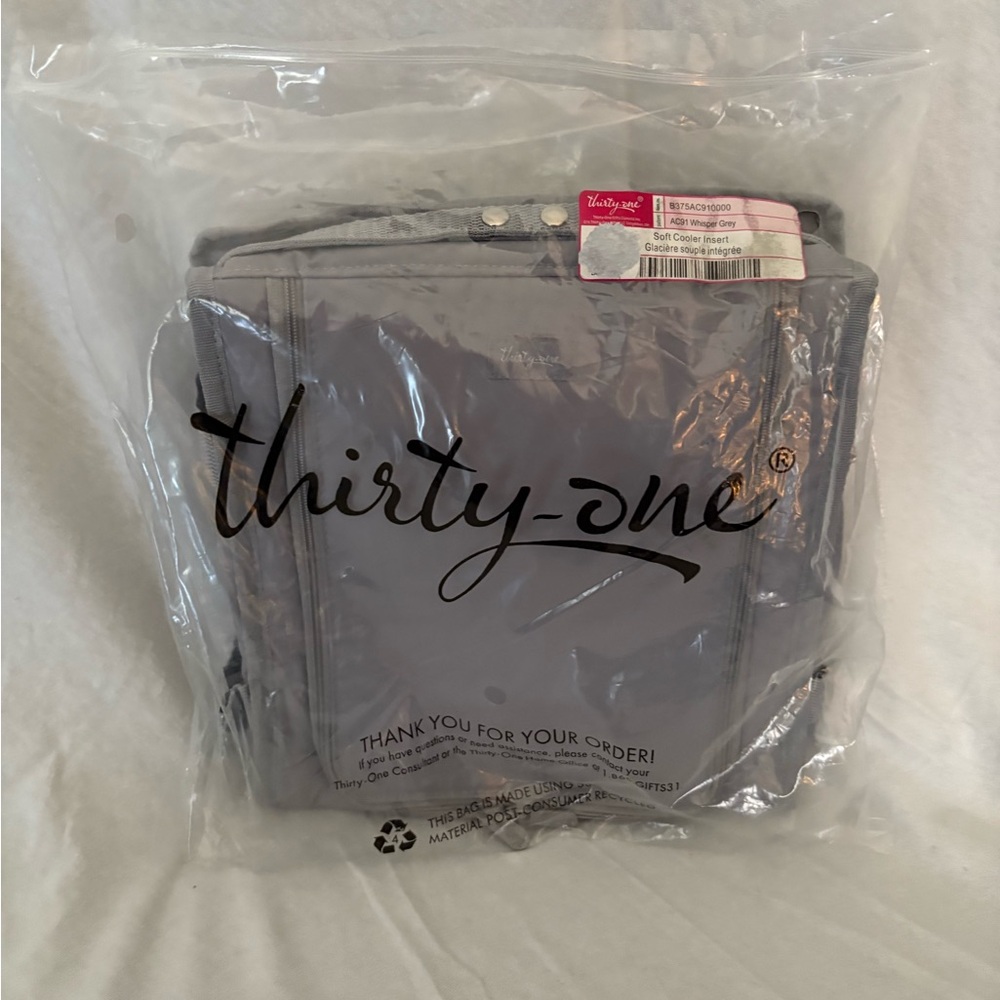 NWT Thirty-One Whisper Gray Soft Cooler Insert